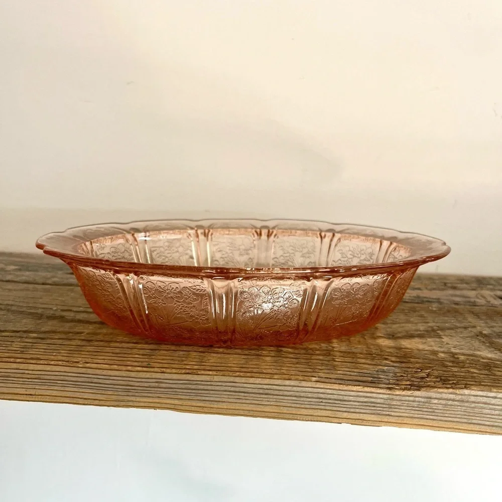 Pink Depression Glass Serving Bowl